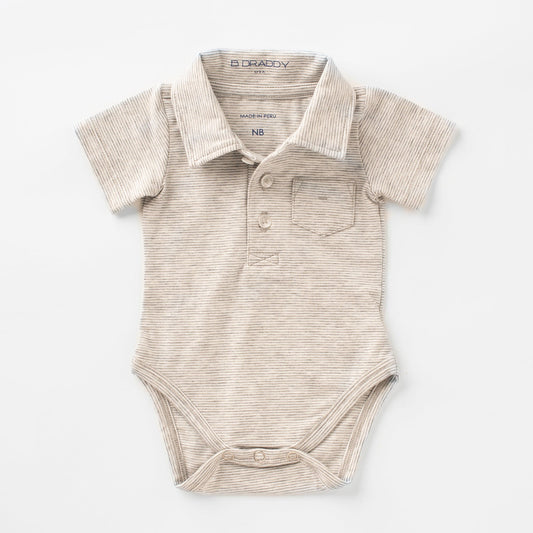 B.Draddy GREY HEATHER VIN STRIPE / 0-3 KC ONESIE