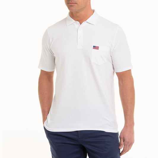 B.Draddy Clothing WHITE / SML AMERICAN FLAG LIAM POLO