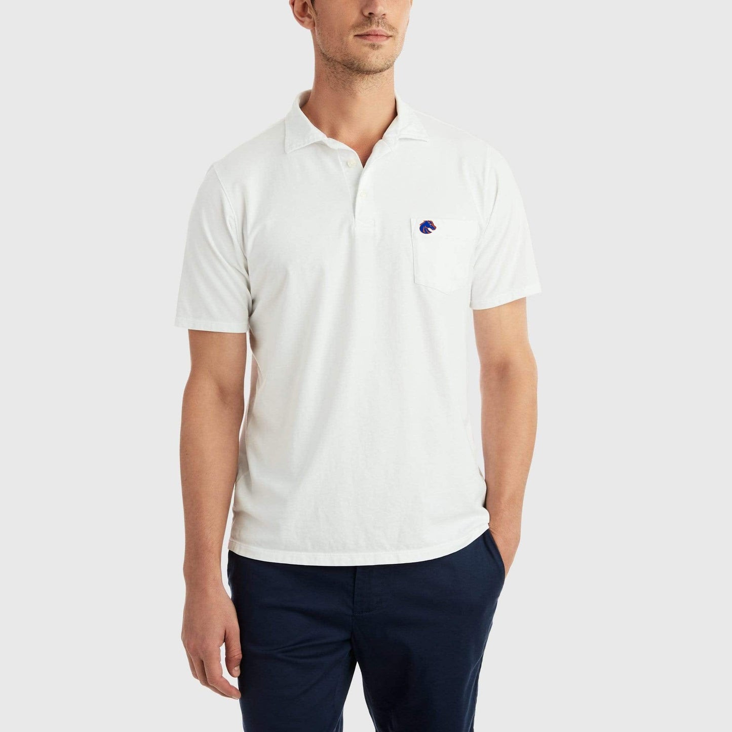 B.Draddy Clothing WHITE / SML BOISE STATE | LIAM POLO | COLLEGIATE