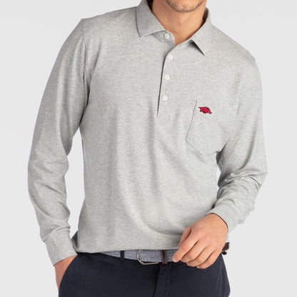 B.Draddy Clothing GREY HEATHER / SML ARKANSAS RAZORBACKS | JACK LONG-SLEEVE POLO | COLLEGIATE