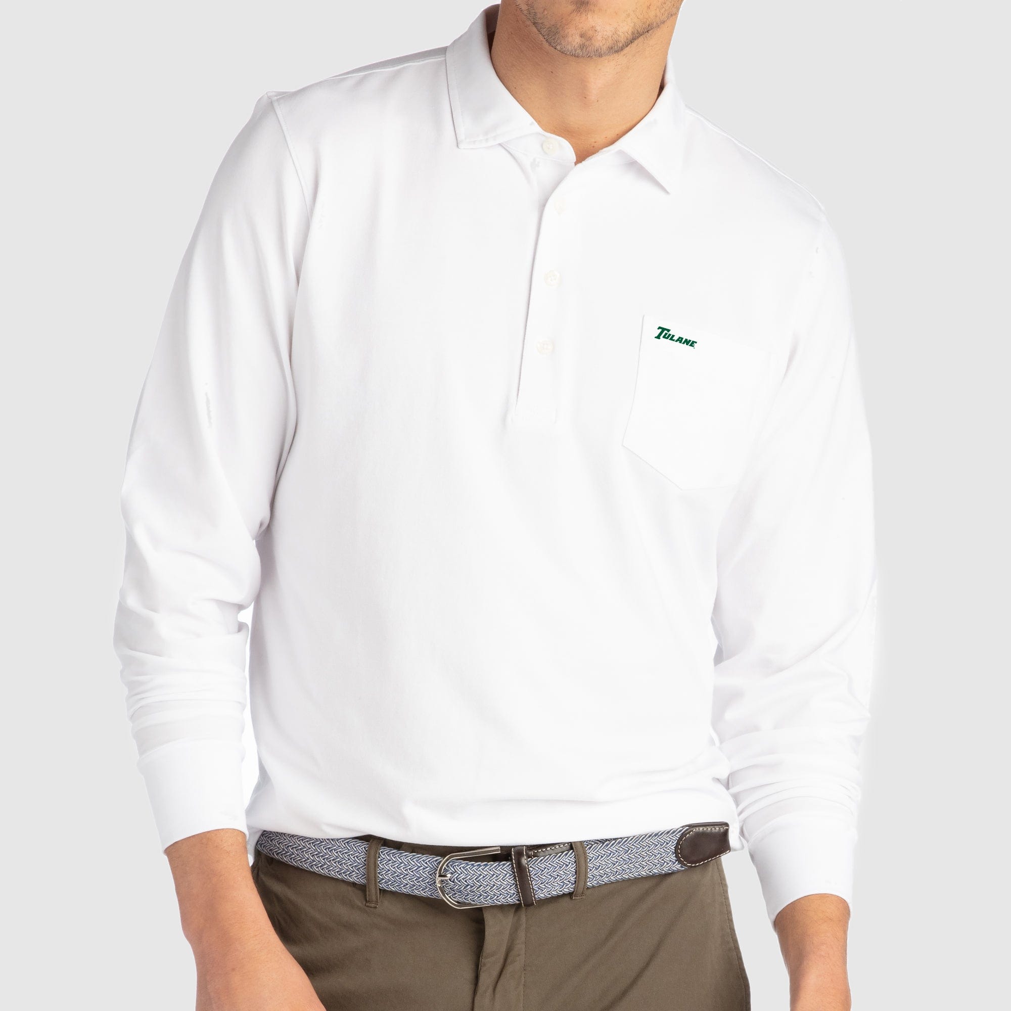 B.Draddy Clothing WHITE / SML TULANE | JACK LONG-SLEEVE POLO | COLLEGIATE