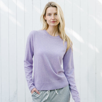 B.Draddy LILAC HEATHER / XS WHITNEY CASHMERE CREW