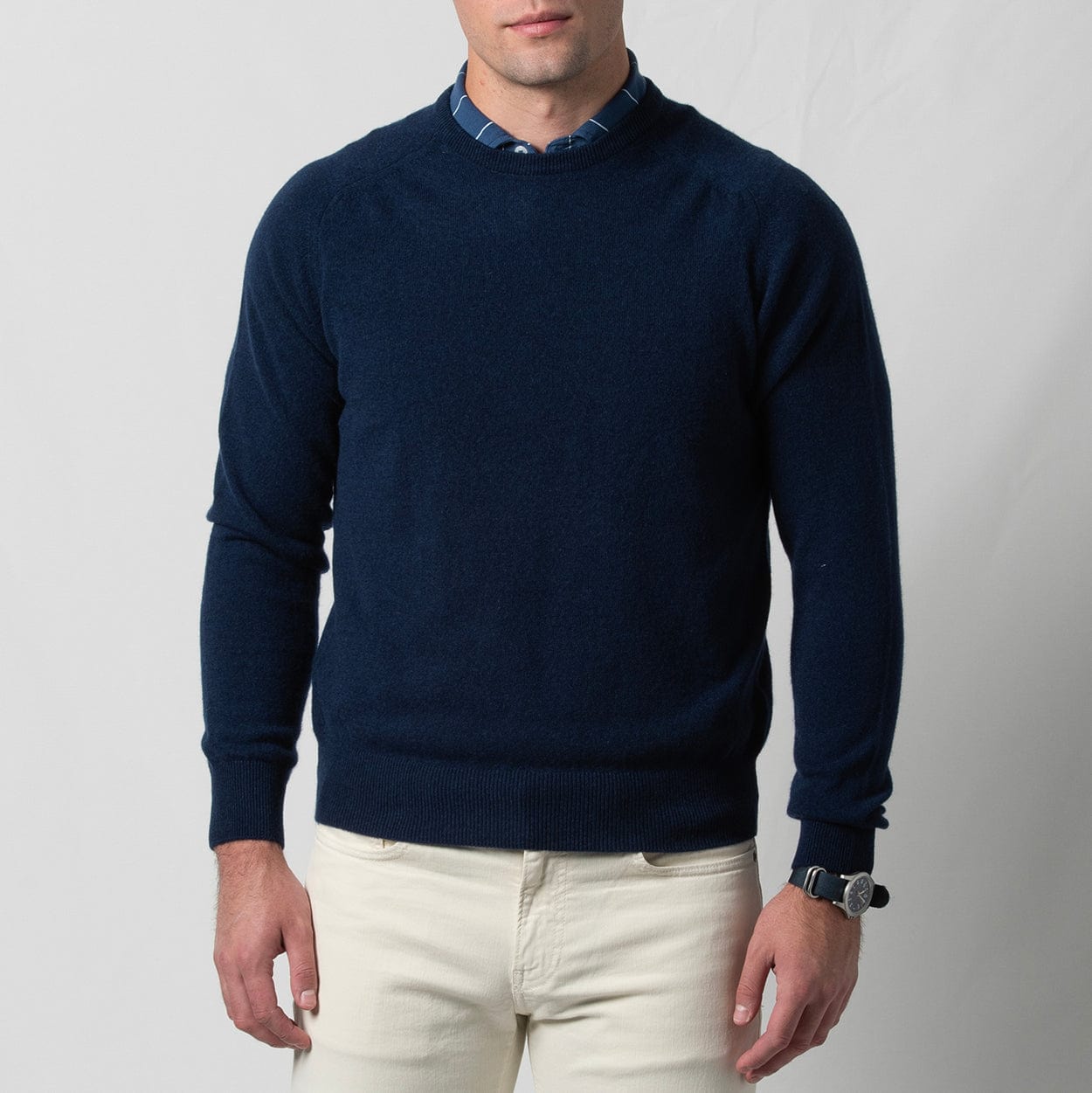 B.Draddy Clothing NAVY / MED 007 CASHMERE CREWNECK