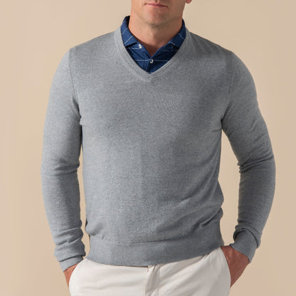 B.Draddy GREY HEATHER / SML O'SHANE MERINO V NECK