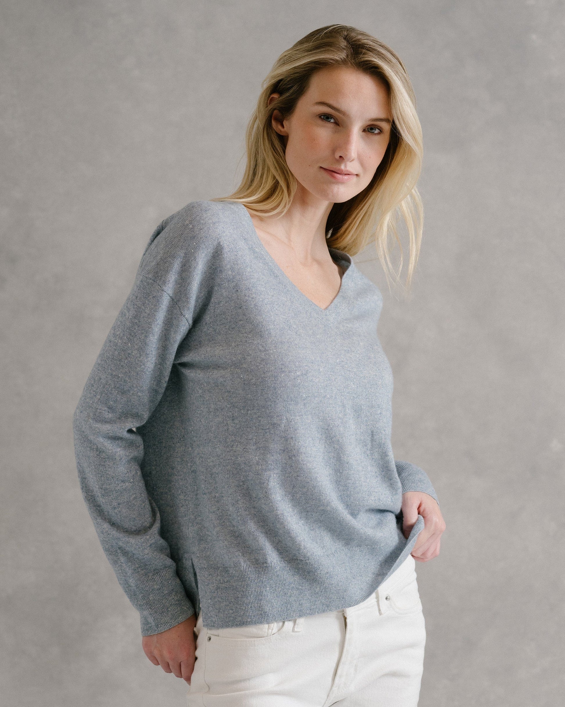 B.Draddy MAE CASHMERE LINEN V-NECK