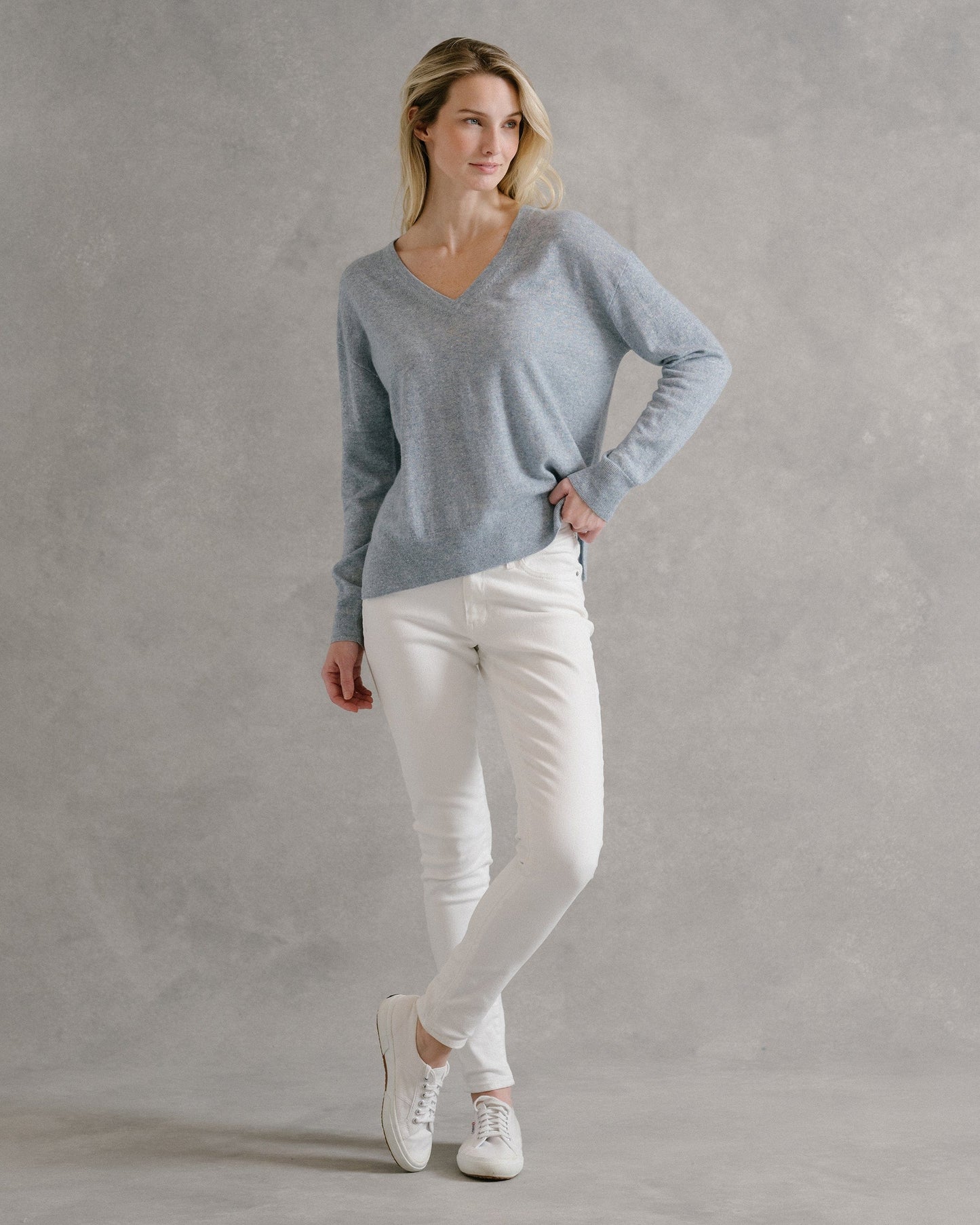 B.Draddy MAE CASHMERE LINEN V-NECK