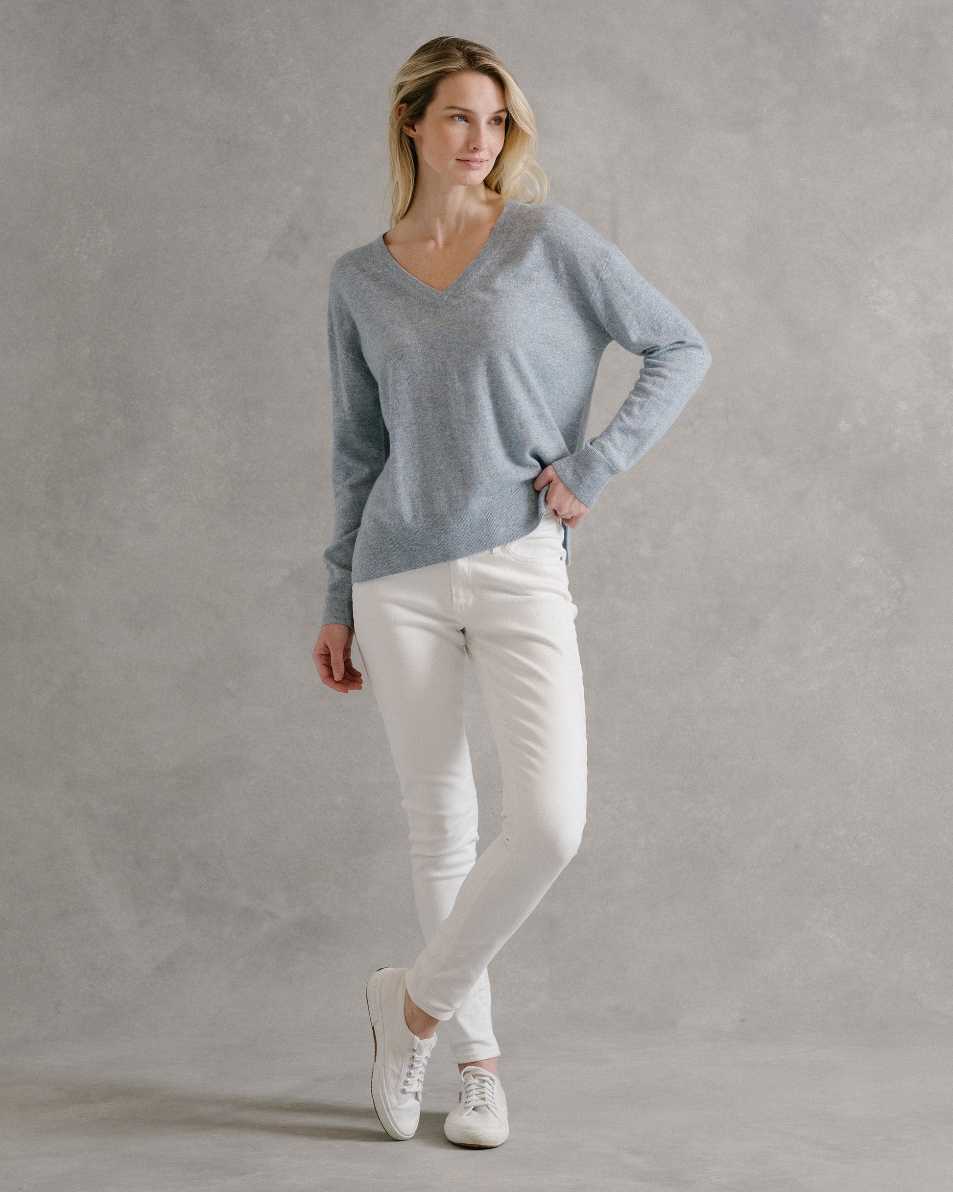 B.Draddy MAE CASHMERE LINEN V-NECK