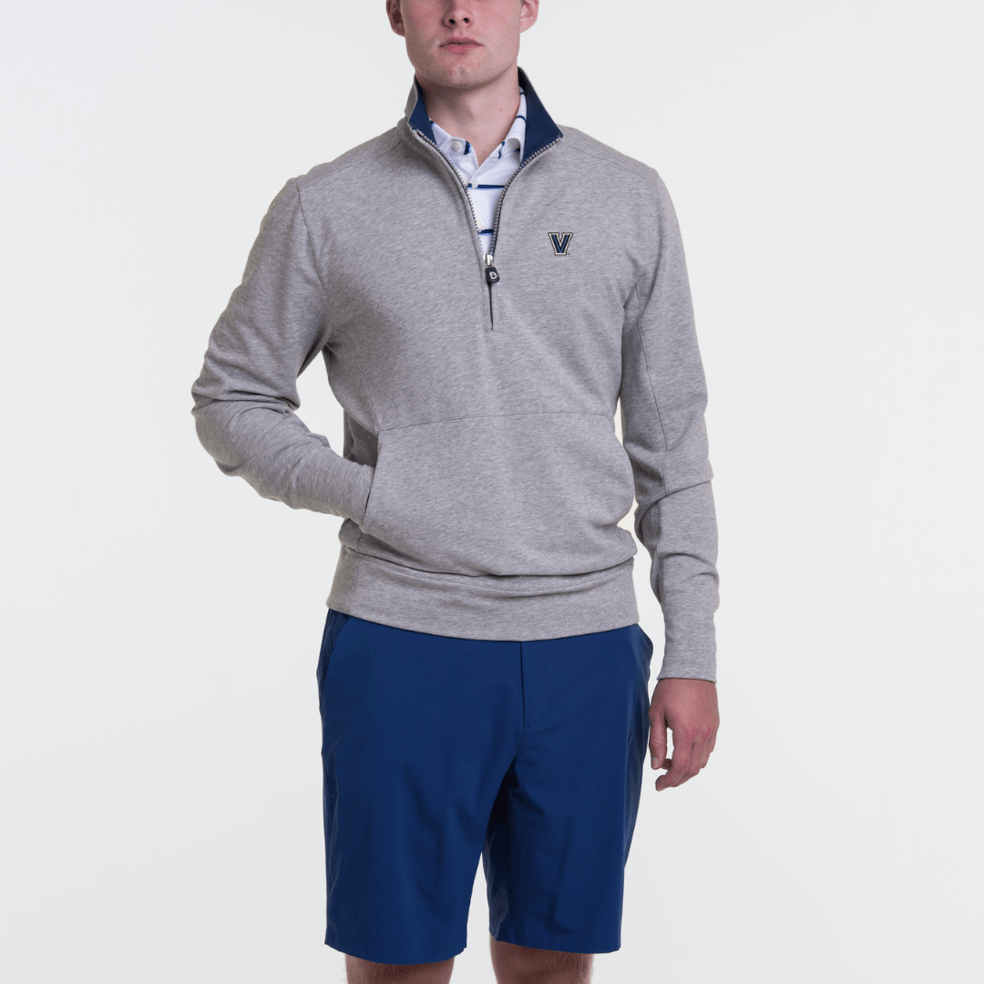 B.Draddy GREY HEATHER / SML VILLANOVA | RUSSEL QUARTER ZIP | COLLEGIATE