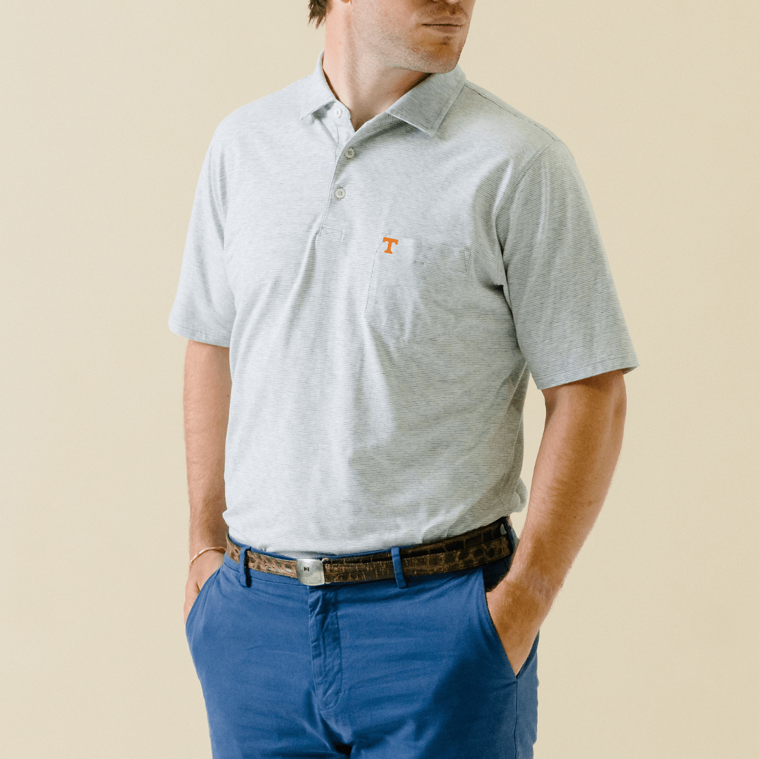 B.Draddy Clothing GREY HEATHER/WHITE / SML TENNESSEE | VIN POLO | COLLEGIATE